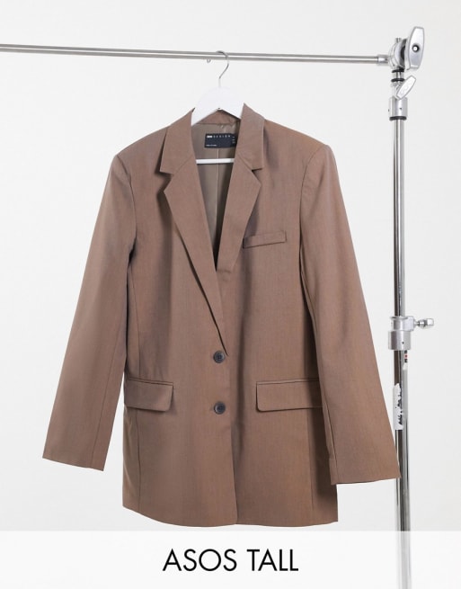 ASOS DESIGN Tall perfect slouch dad suit blazer in mocha