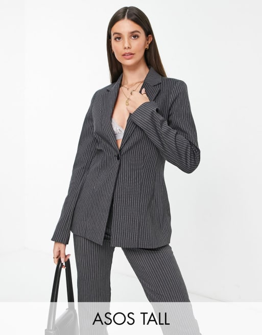 Grey pinstripe outlet blazer