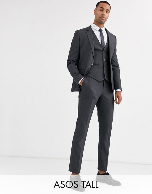 ASOS DESIGN Tall skinny suit in charcoal