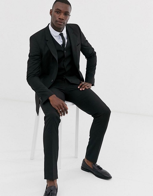 ASOS DESIGN Tall slim suit in black