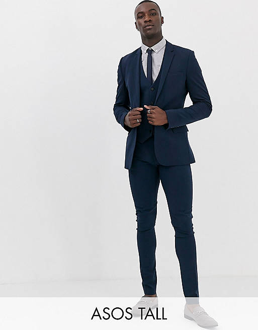 ASOS DESIGN Tall super skinny fit suit in  navy  