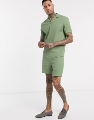 ASOS DESIGN Tall two-piece in green seersucker