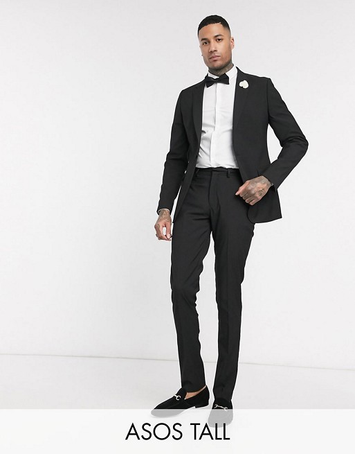 ASOS DESIGN Tall wedding skinny suit in black