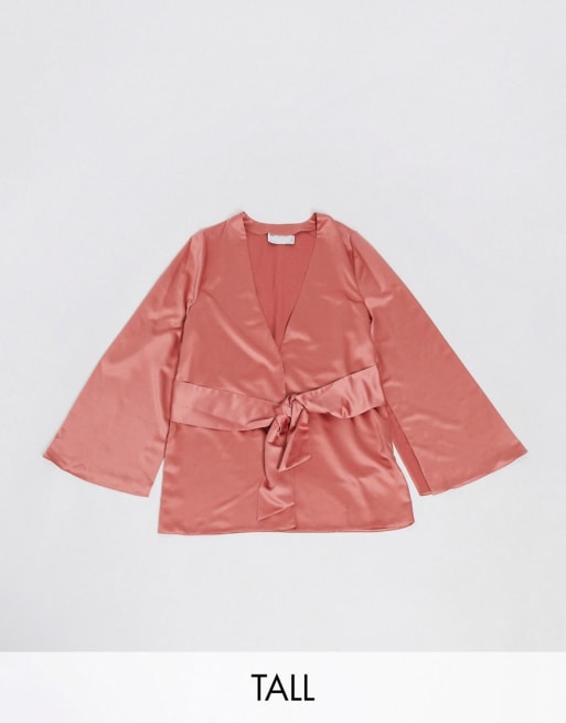ASOS DESIGN Tall – Weicher Satin-Anzug in Rosé
