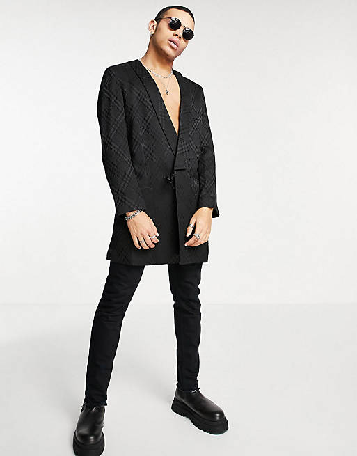 ASOS DESIGN tapered suit trousers in diamond jacquard