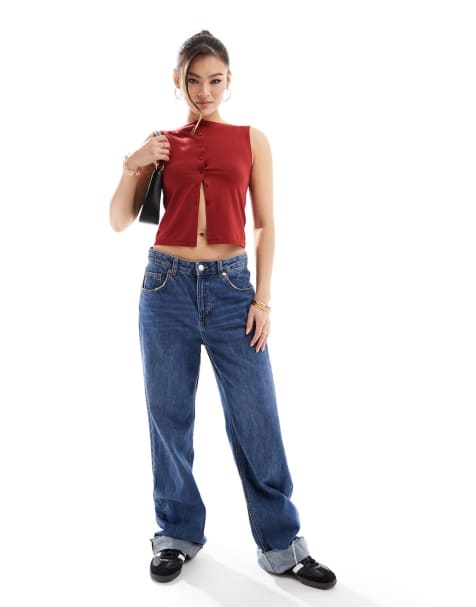 ASOS DESIGN textured button through tank - view 1