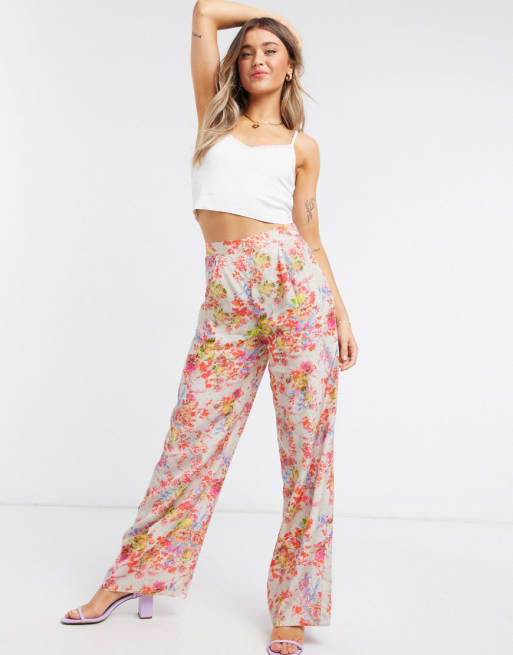 ASOS DESIGN tie front crop suit in floral | ASOS