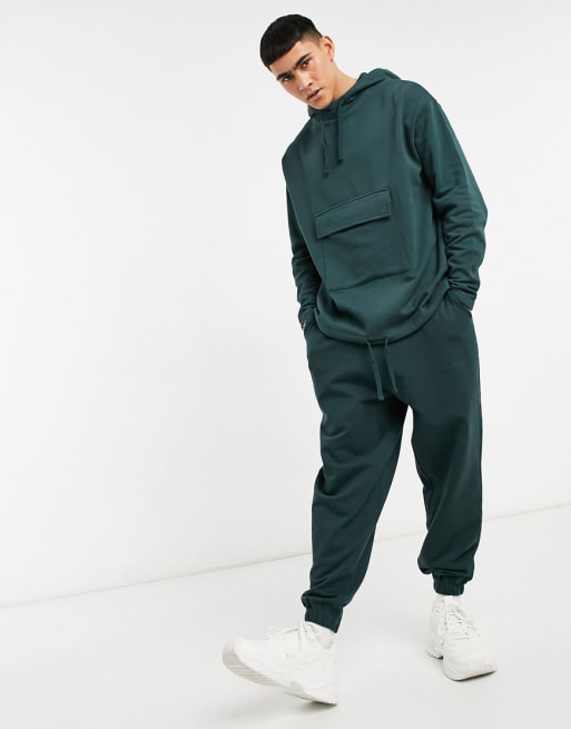 ASOS Tracksuit With Oversized Hoodie And Oversized joggers in Green for Men