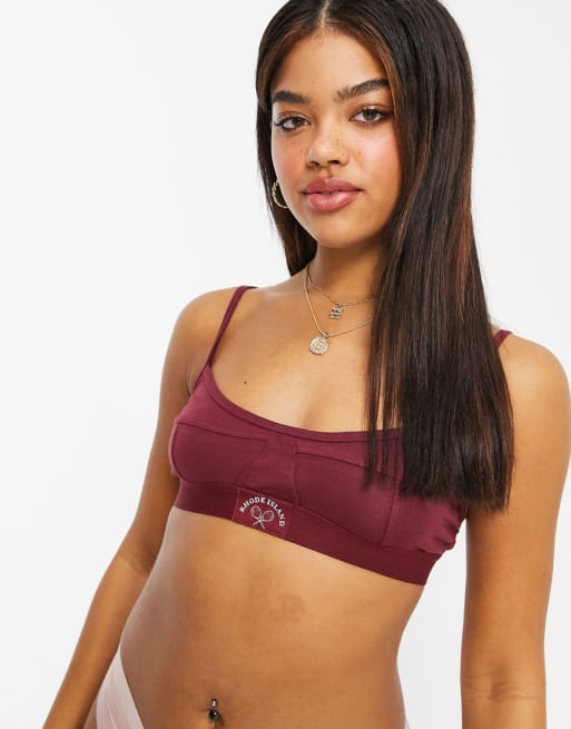 ASOS DESIGN – Two Mile – Oxblodsrött set med mjuk BH och trosor i brazilian-design