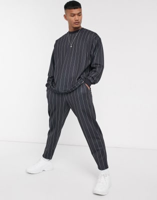 ASOS DESIGN two-piece in poly tricot fabric with all over stripes