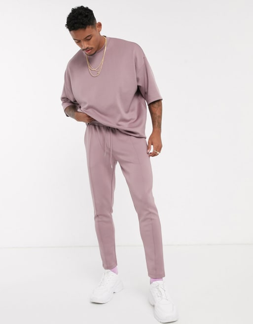 ASOS DESIGN two-piece in washed purple scuba fabric 
