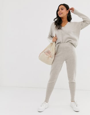 ASOS DESIGN two-piece knitted jogger with tipping & sweater with tipping