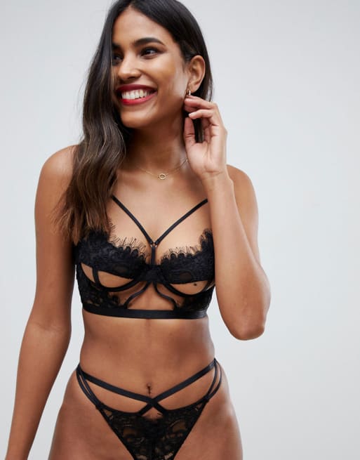 ASOS DESIGN Anais Cut Out Underboob Corded Lace Underwire Bra