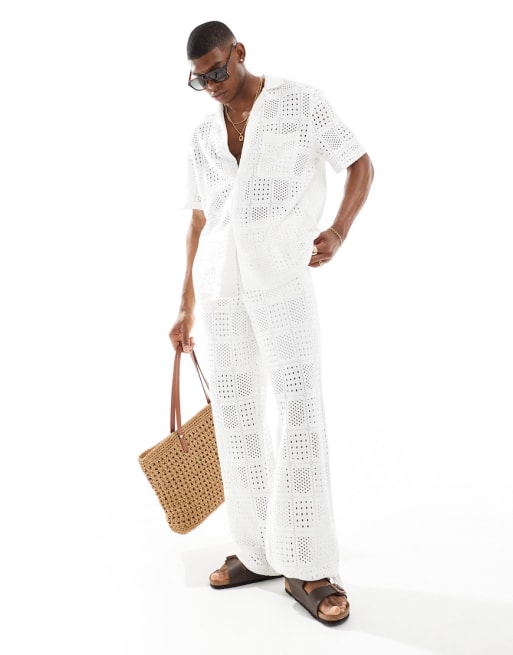 ASOS DESIGN – Vitt set i virkad spets
