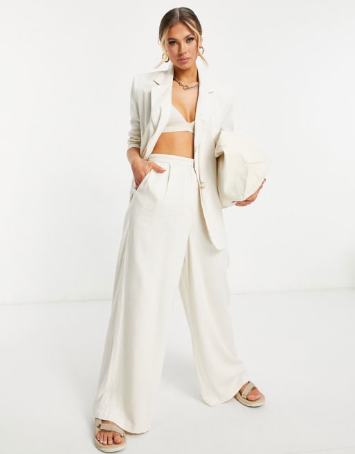 ASOS DESIGN washed 90s linen suit in beige | ASOS