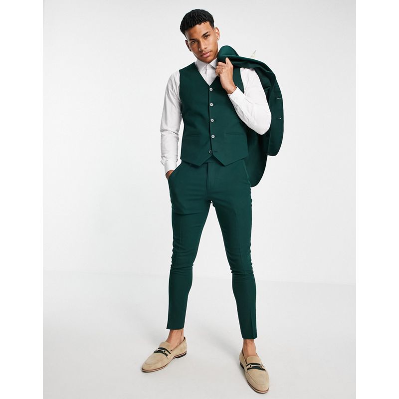 Pantaloni da abito Uomo DESIGN Wedding - Abito super skinny micro testurizzato verde bosco