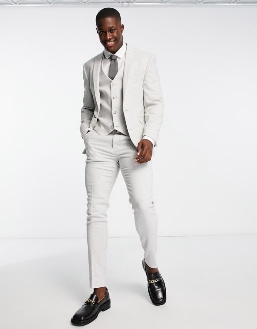 ASOS DESIGN Wedding – Anzug aus Wollmix in Minzgrün mit engem Schnitt und Fischgrätmuster