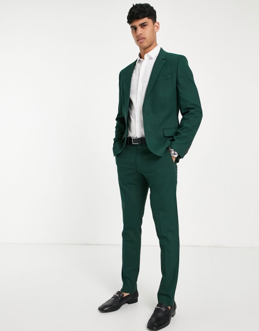 ASOS DESIGN Wedding - Costume ajusté en micro texturé - Vert forêt