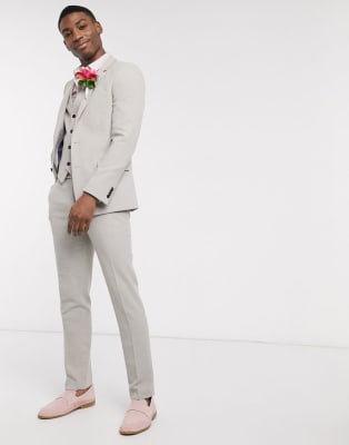 ASOS DESIGN Wedding - Costume ajusté en sergé de laine mélangée - Mastic