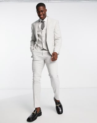 ASOS DESIGN Wedding - Skinny-jakkesæt med sildebensmønster i mintgrøn uldblanding