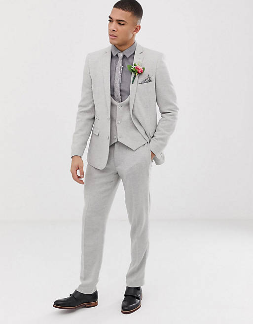 ASOS DESIGN wedding skinny suit in ice gray twill | ASOS