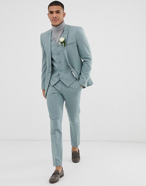 ASOS DESIGN wedding skinny suit in pastel blue