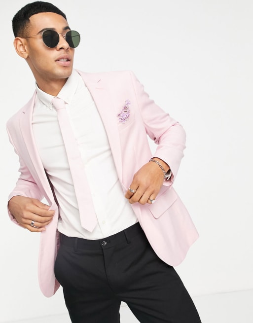 Noak Skinny Suit Jacket In Dusty Pink Marl, $23, Asos