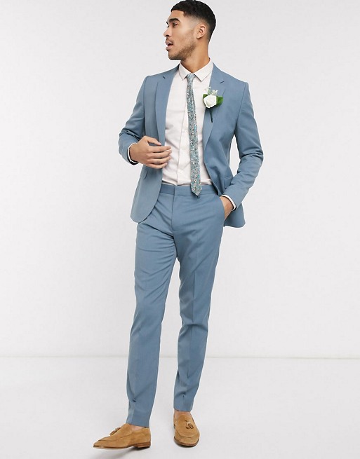 ASOS DESIGN wedding skinny suit in soft blue