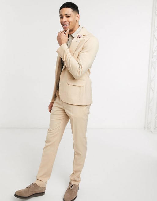 ASOS DESIGN  wedding skinny suit in stone