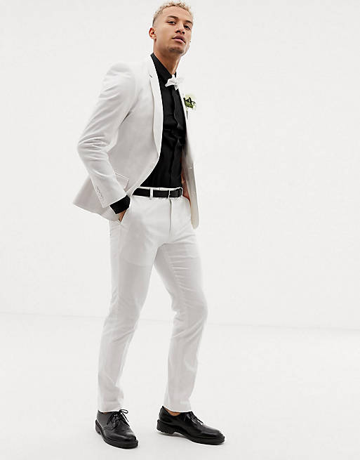 ASOS DESIGN wedding skinny suit in stretch cotton in white | ASOS