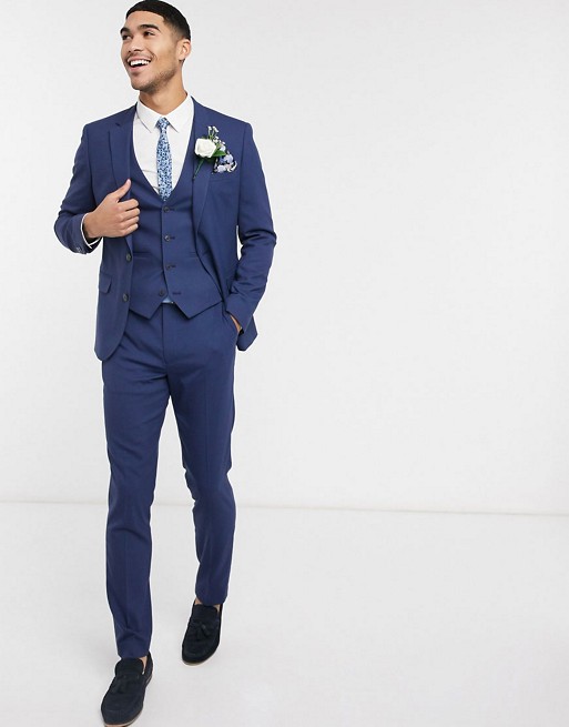 ASOS DESIGN wedding skinny suit in vintage indigo