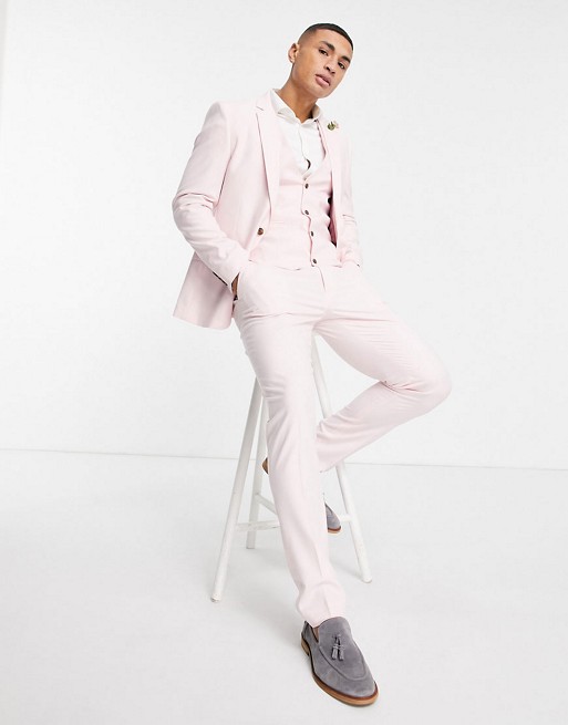 ASOS DESIGN wedding skinny suit jacket in rose pink