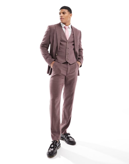 FhyzicsShops DESIGN wedding slim suit in burgundy microtexture