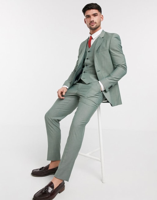 ASOS DESIGN wedding slim suit in dusky green | ASOS