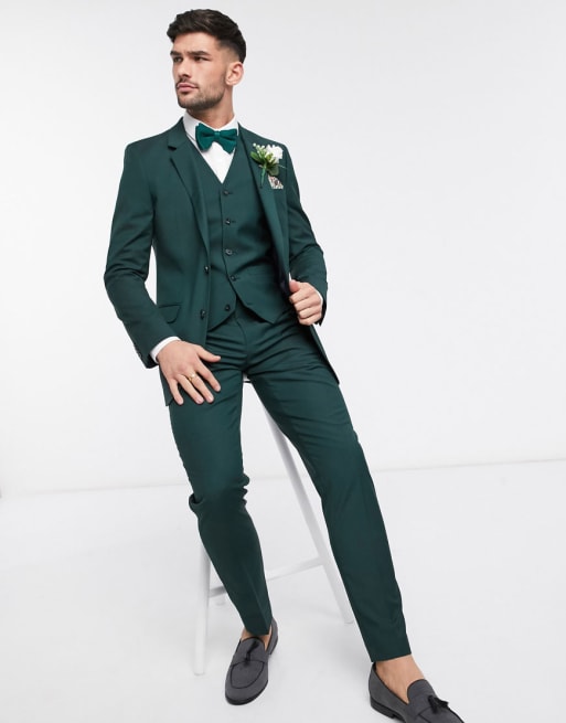 ASOS DESIGN wedding slim suit in forest green ASOS