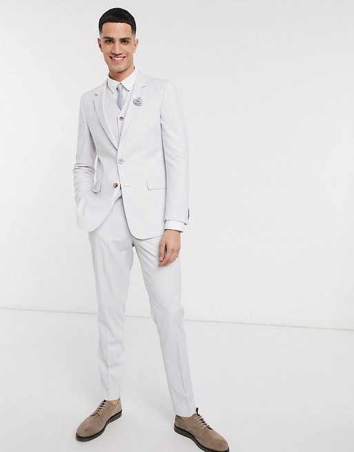 ASOS  DESIGN wedding slim suit in ice grey