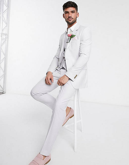 ASOS DESIGN wedding slim suit in light grey
