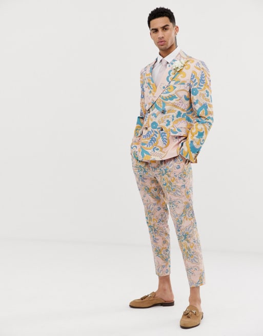 ASOS DESIGN wedding slim suit in paisley print