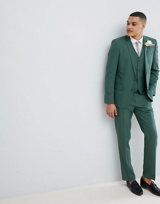 ASOS DESIGN Wedding  Slim Suit In Pine Green