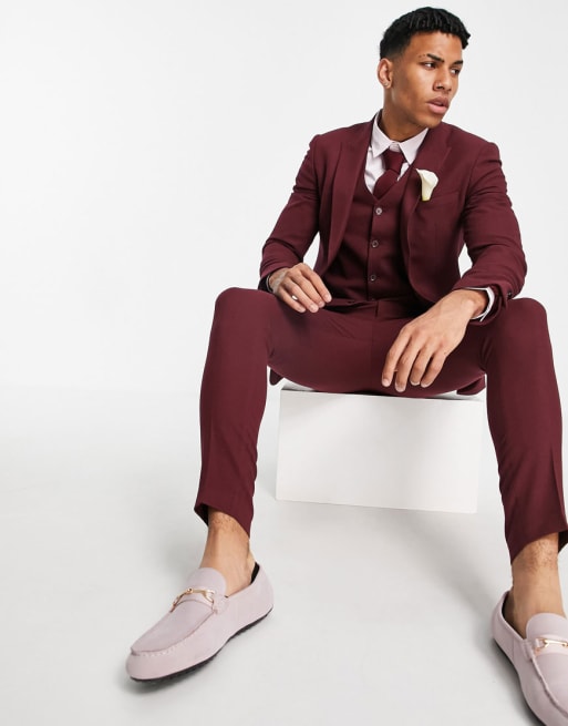 Maroon on sale suit asos