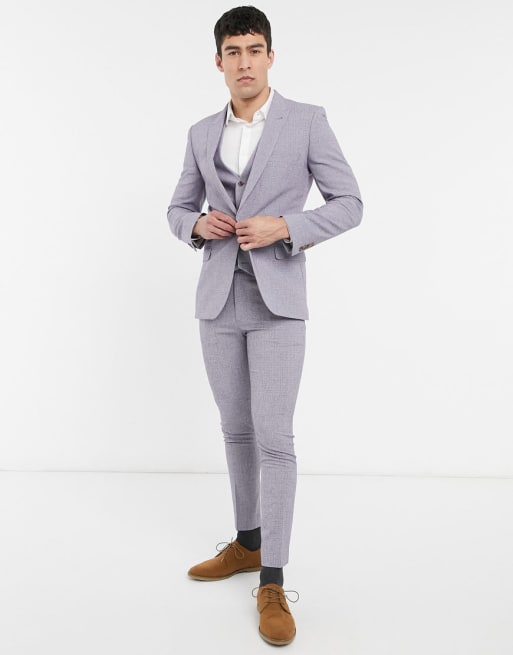 ASOS DESIGN wedding super skinny suit in dark grey cross hatch