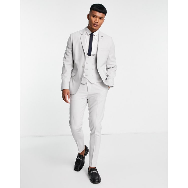 ASOS DESIGN wedding super skinny suit in ice gray micro texture