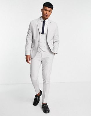 ASOS DESIGN wedding super skinny suit in ice-grey micro texture