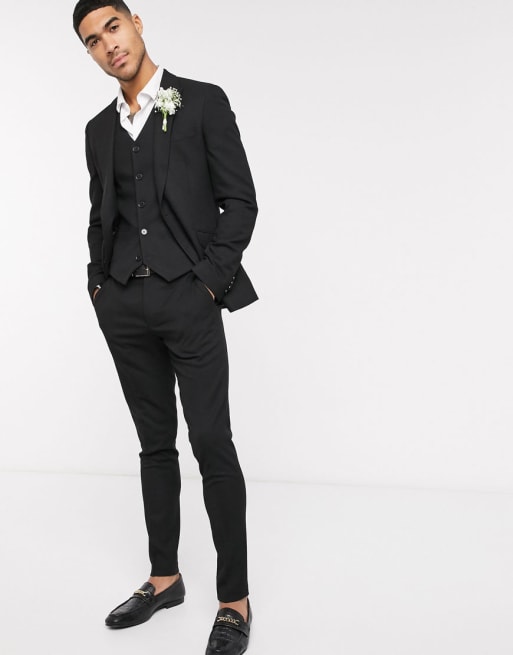 ASOS DESIGN wedding super skinny suit pants in micro texture in