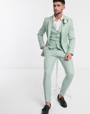 mint linen suit