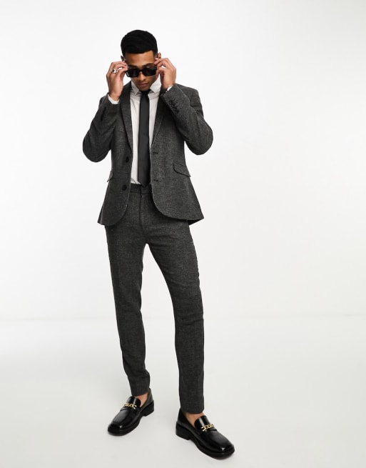 ASOS DESIGN  wedding super skinny wool mix suit in monochrome puppytooth