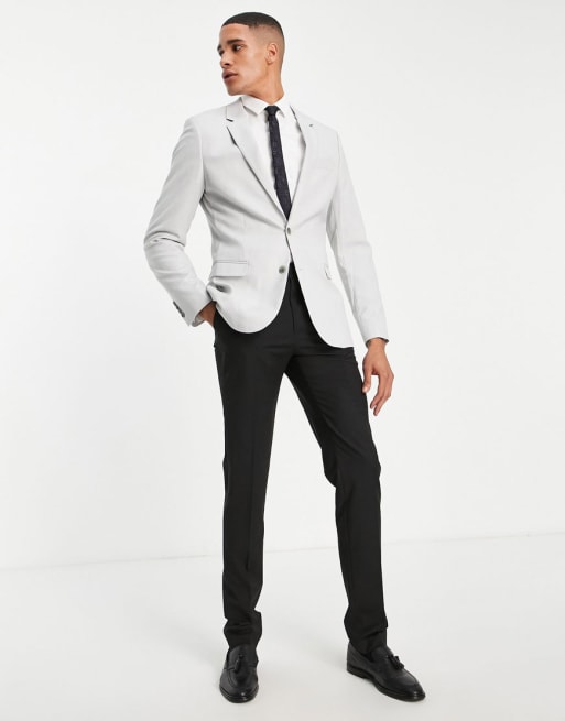 ASOS DESIGN Wedding Tall - Costume ajusté en tissu micro-texturé - Gris glacé