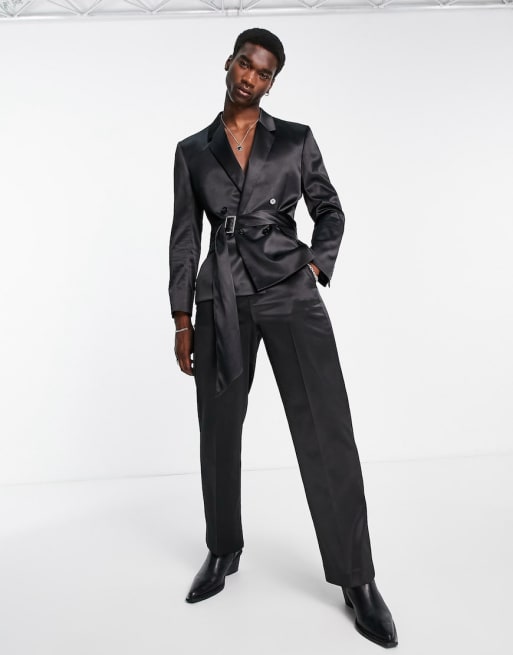 ASOS DESIGN wide leg suit pants in black