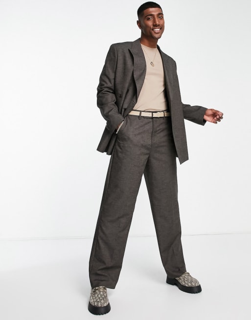 ASOS DESIGN wrap suit in brown twill