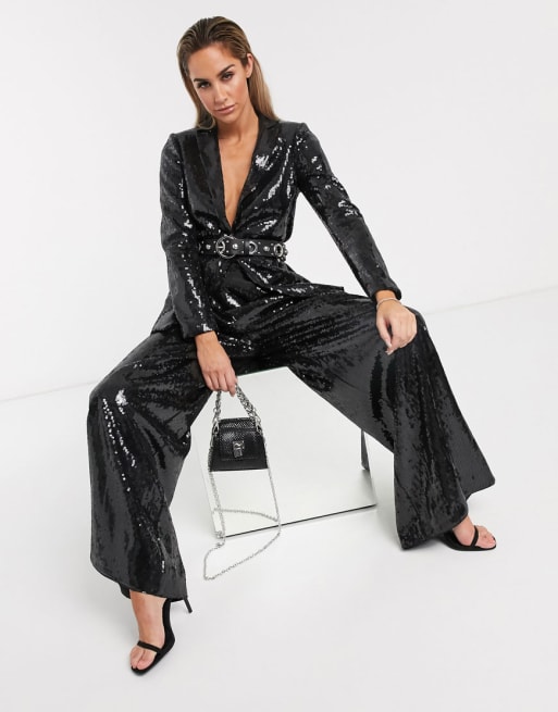 Womens sequin deals tuxedo suit